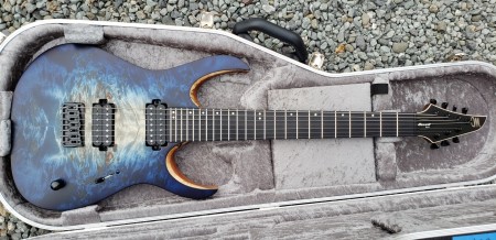 Full View Of Duvell Elite 7 Natural Blue Burst Guitar