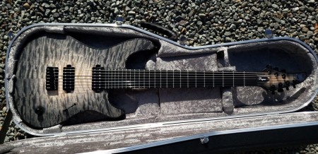 Regius Baritone 7 26.5 Inch Maple Quilt 5A Trans Black Guitar In Box