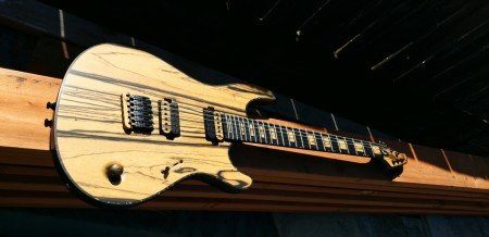Front View Of Regius 6 Pale Moon Ebony Block Inlays Guitar